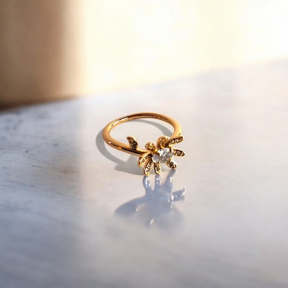 Pretty Bird Daisy Flower Ring - 18K Rose Gold Plated - Size 8 - NWOT - Picture 4 of 7